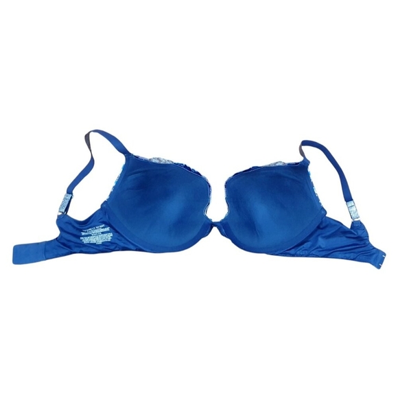 Victoria's Secret 36DD Dark Blue Flower Embroidered Embellished Plunge Bra - Picture 7 of 9
